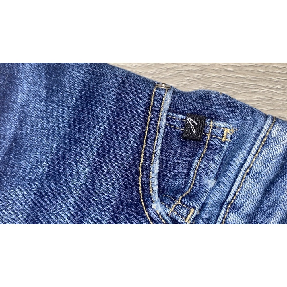 Kancan Jeans Flare Frayed Hem Denim Stretch Mid Rise Womens 1 Festival Farmcore - Picture 5 of 8